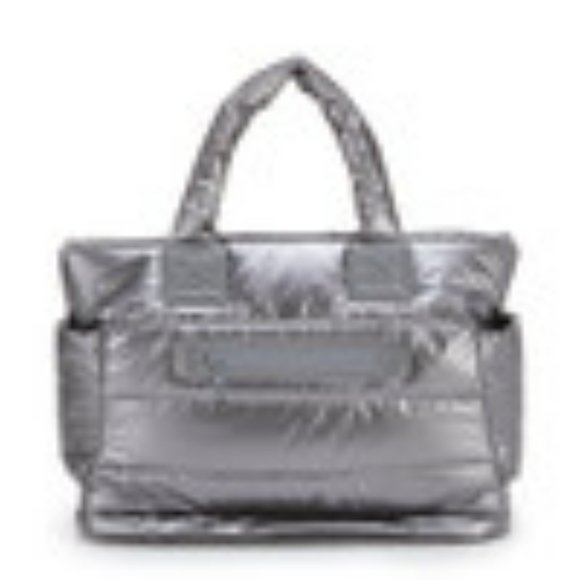 NWT CIPU 7 PIECE PUFFER PARENT BAG IN DARK SILVER & PINK INTERIOR.  OS - Picture 8 of 9